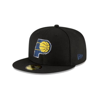 Black Indiana Pacers Hat - New Era NBA Pixel 59FIFTY Fitted Caps USA6980415